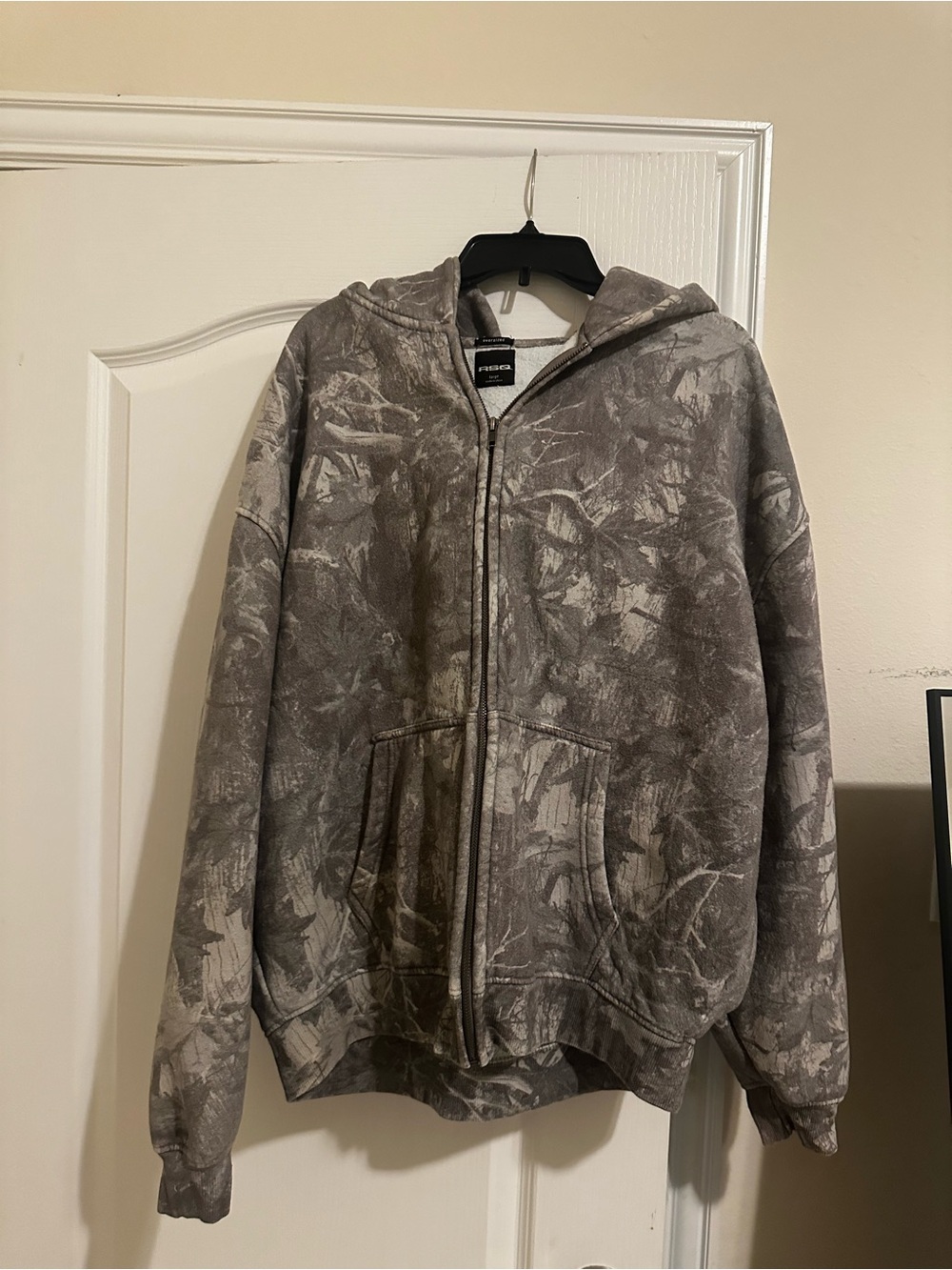 RSQ Gray Tie-Dye Full-Zip Hooded Jacket